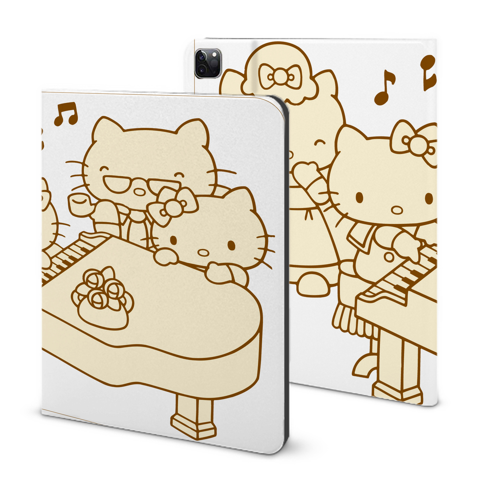 （画像用） Hello Kitty ハローキティ IPad ケース ブック型 PUレザー TPU 耐衝撃 軽量 薄型 ペン収納なし 全面保護 IPad 各モデル対応